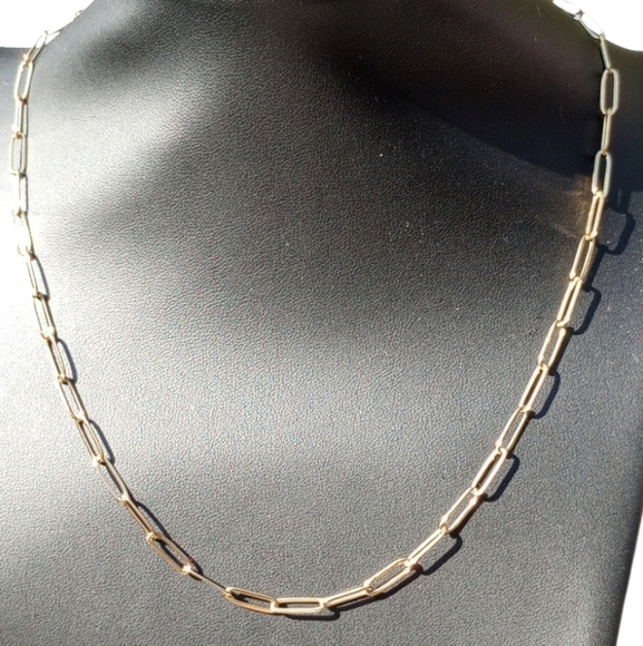 18k Gold paperclip style gold chain Plated can bundle with other chains last pic - Picture 2 of 5